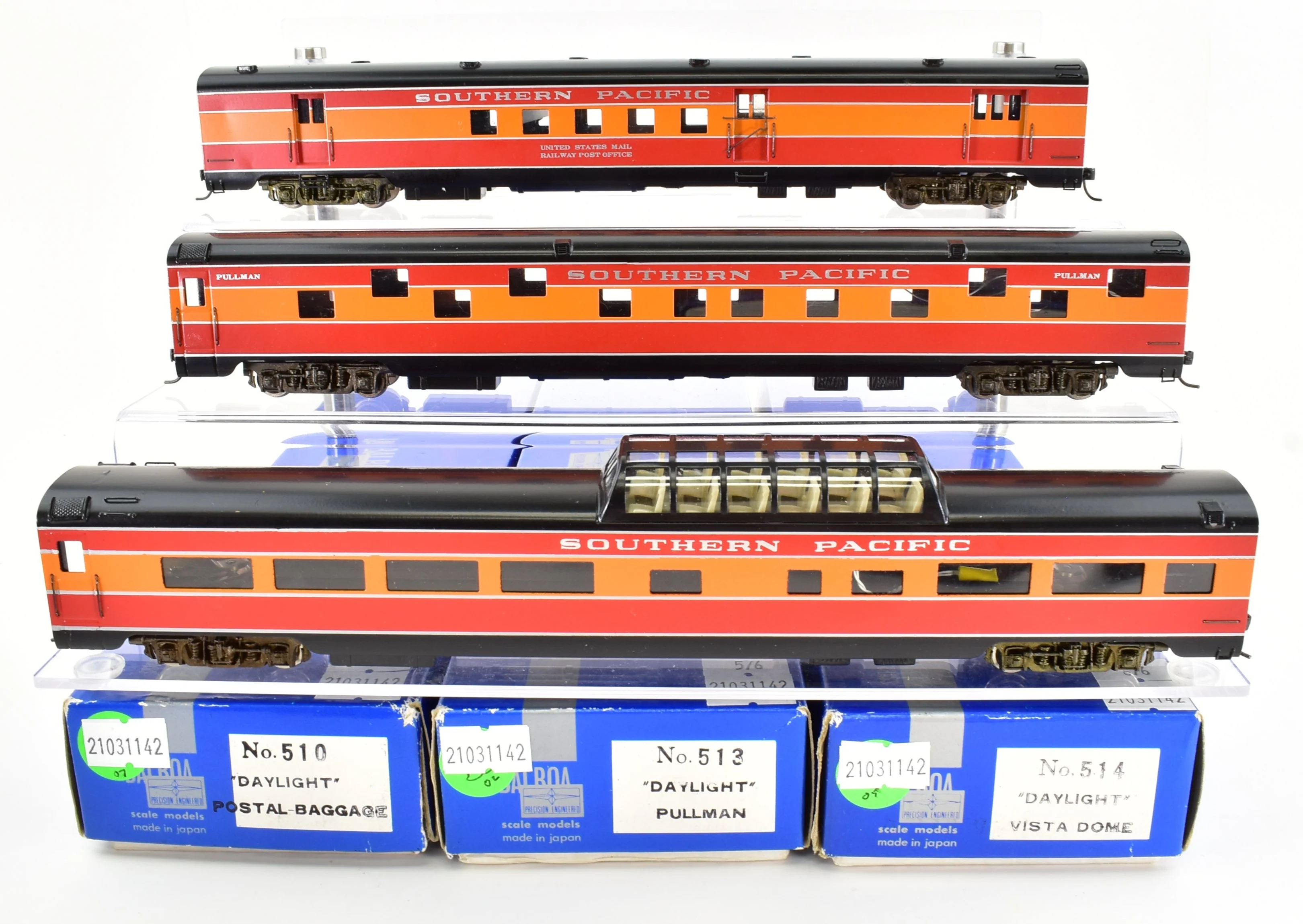 HO Brass Balboa SP - Southern Pacific "Daylight" 6-Car Passenger Set Factory Painted - Image 3