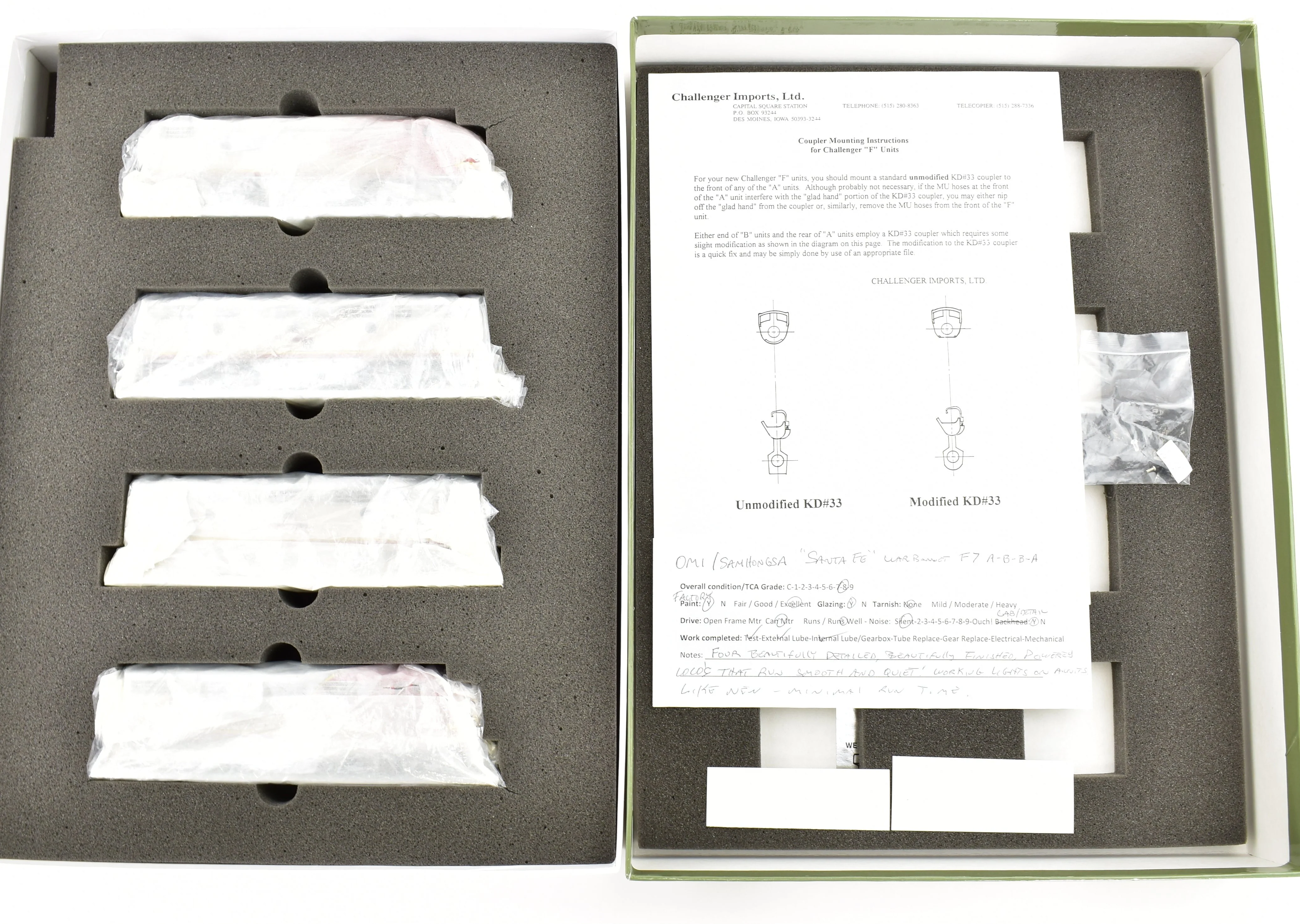 HO Brass CON CIL - Challenger Imports ATSF - Santa Fe Passenger Service EMD F7 A/B/B/A Set FP & Plated - Image 24