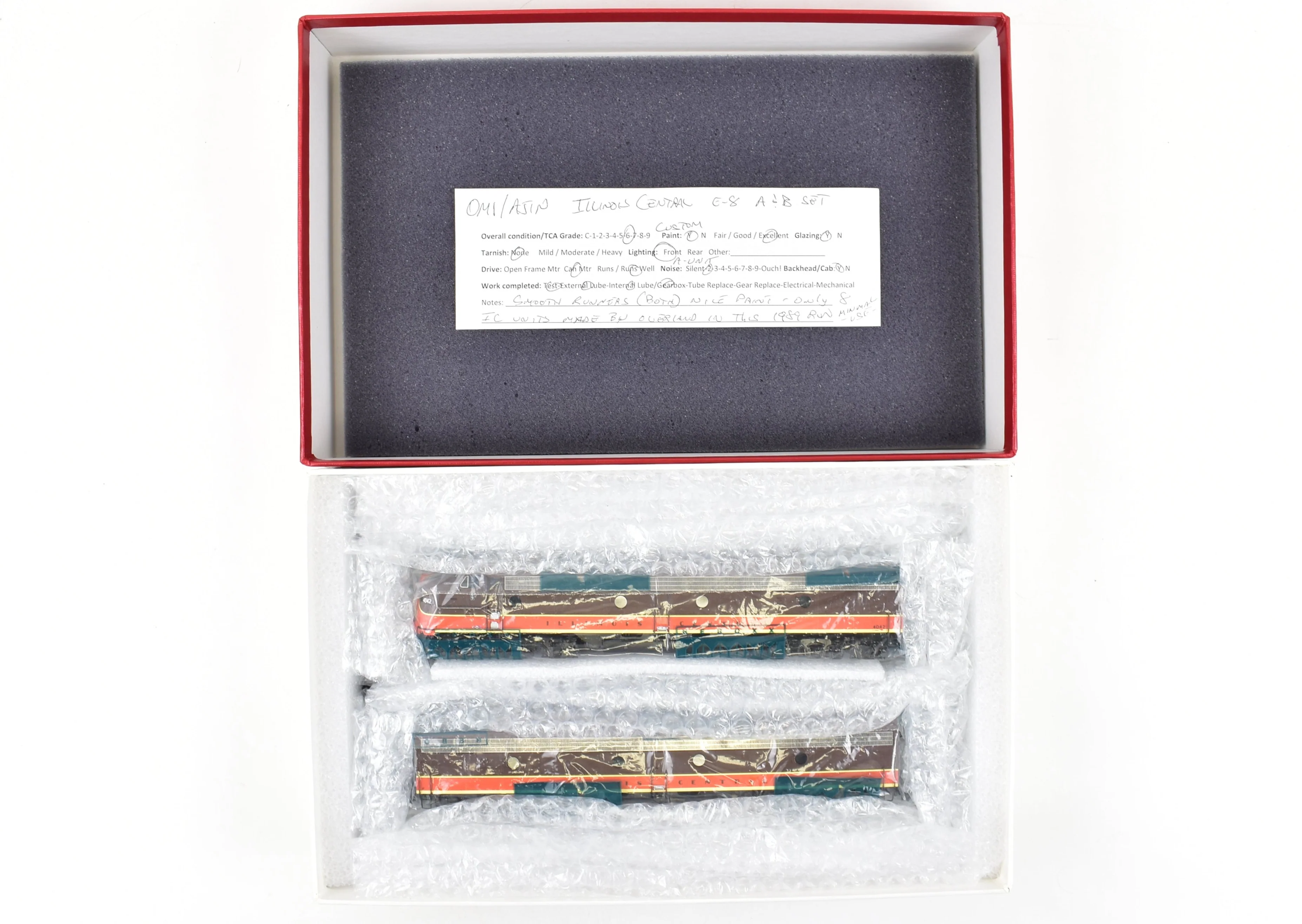 HO Brass CON OMI - Overland Models, Inc. IC - Illinois Central EMD E9-A and E8-B Set Pro Painted ReBoxx - Image 28